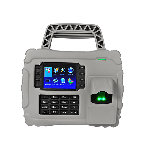 ZKTeco S922 portable terminal in Uganda. Features an IP65 waterproof and shockproof design, carrying handle, and high-capacity battery for rugged off-site time attendance in Kampala.