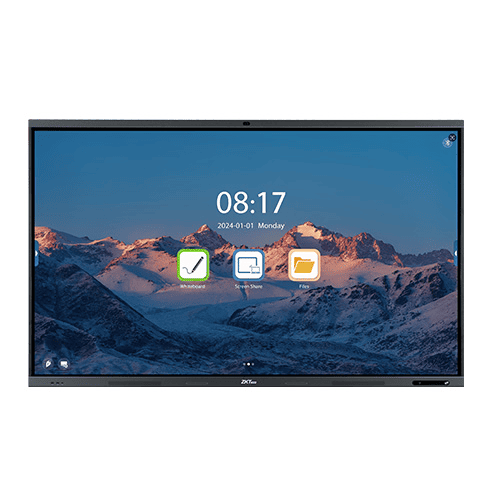 ZKTeco SC02-I3 4K Interactive Flat Panel in Uganda: Android 14 interface with Whiteboard and Screen Share apps for immersive collaboration in Kampala schools and offices.