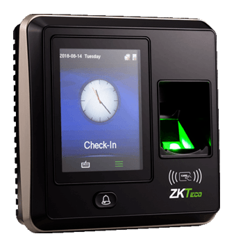 ZKTeco SF300 compact terminal: 2.4-inch color display and USB data management. Lightweight 86×86mm design for versatile office access control and time attendance systems in Uganda.