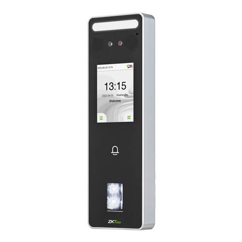 ZKTeco SpeedFace-V3L: Hybrid reader with QR code, RFID, and anti-spoofing face detection. Smart entrance control for secure corporate and industrial access systems across Uganda.