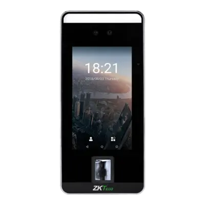 ZKTeco SpeedFace-V5 facial recognition terminal in Uganda. Features a 5-inch touch display, dual-camera detection, and multi-biometric verification for modern offices in Kampala.