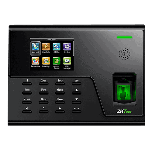 ZKTeco UA300 Pro front view: Advanced fingerprint terminal for time attendance and access control. High-reliability biometric hardware available for businesses throughout Uganda.
