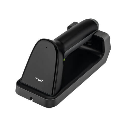 ZKTeco ZKB203S 2D wireless barcode scanner with magnetic charging cradle. Portable retail POS and warehouse logistics solution for businesses in Kampala and Uganda.