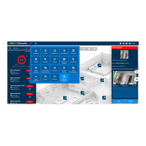 ZKBio CVSecurity web platform: Real-time access control monitoring and video linkage map for professional ZKTeco security systems in Kampala and Uganda.