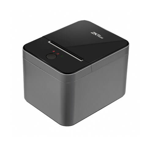 ZKTeco ZKP8012 desktop thermal printer top view: Compact design for wall-mount or counter use. Versatile printing for retail and catering businesses in Kampala and Uganda.