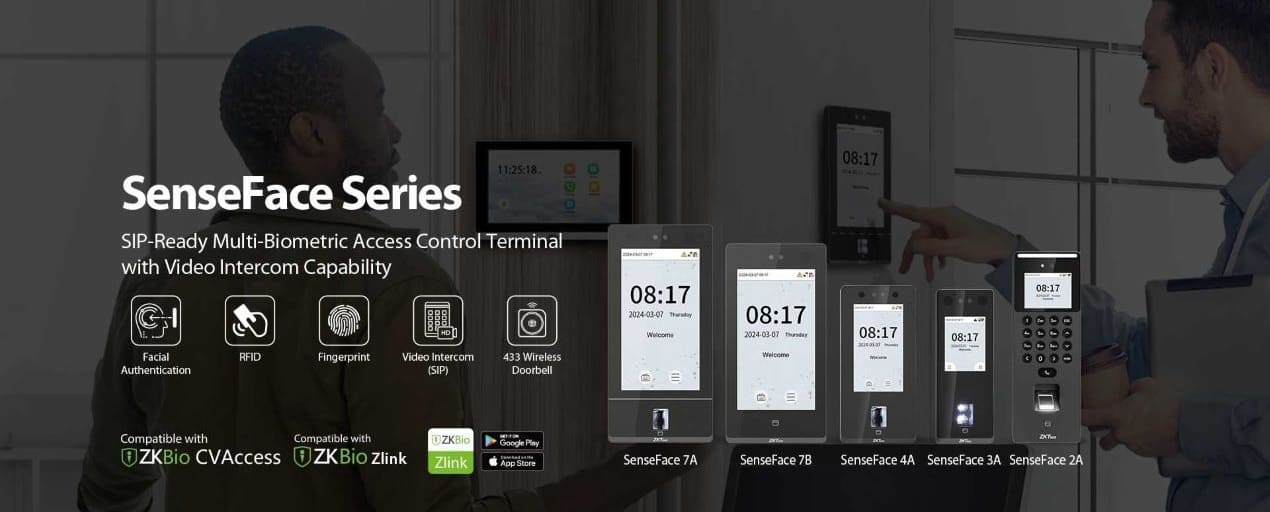 ZKTeco SenseFace facial recognition access control system in Uganda with RFID and biometric authentication for secure entry